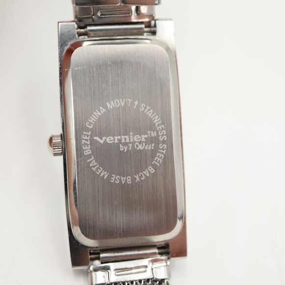 Vernier Womens Silver Tone Watch 18mm Slim Rectangle Mesh Strap with New Battery - Picture 16 of 16